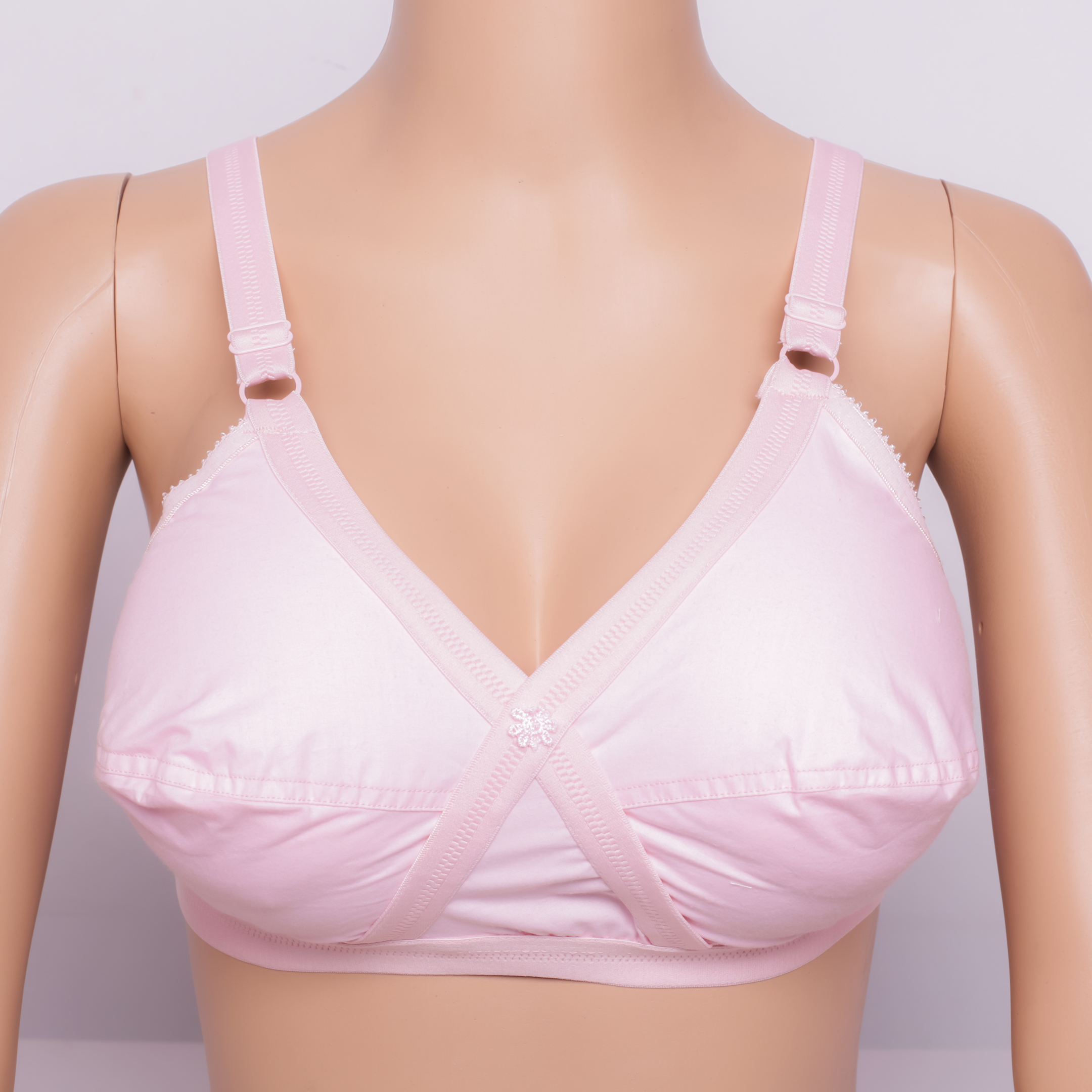 Shoi Front Cross Strap Double Layered Cotton Bra Pink