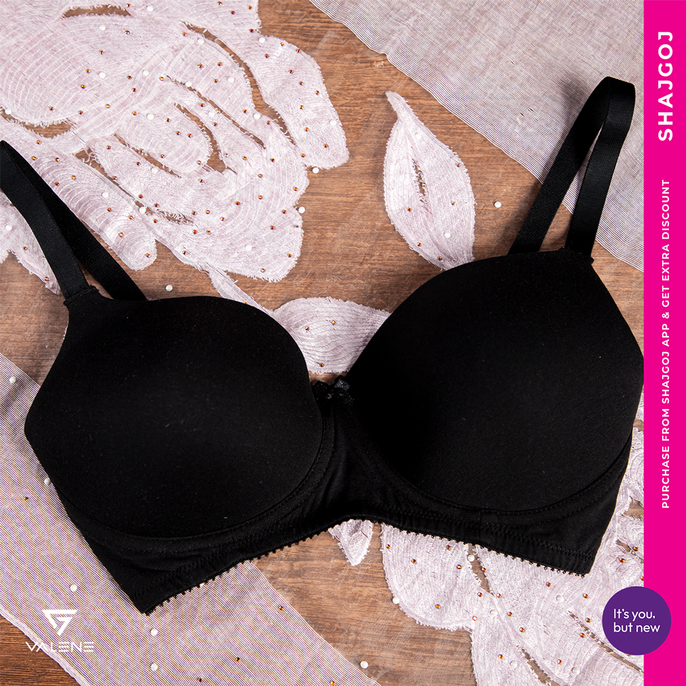 Valene Comfy Wireless T-Shirt Bra-Black